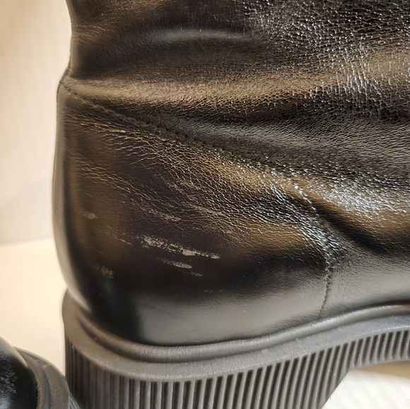 Kurt Geiger Black Leather Ankle Boots Zip-Up Sz.9 Chunky Grunge Bikercore Goth - Picture 8 of 15